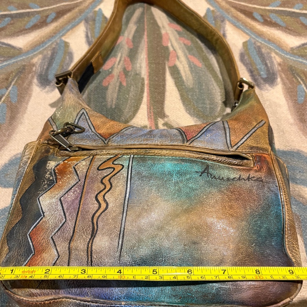 One of A Kind Hand Painted Leather Anuschaka Handbag